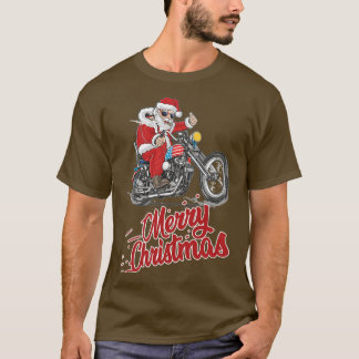 オートバイクールのサンタHappy Christmasとh Tシャツ