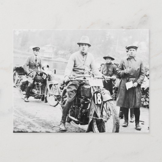 オートバイコンペティションヴィンテージB&W写真 ポストカード (正面)