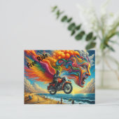 オートバイサイケデリックドリームスケープ ポストカード (スタンド正面)