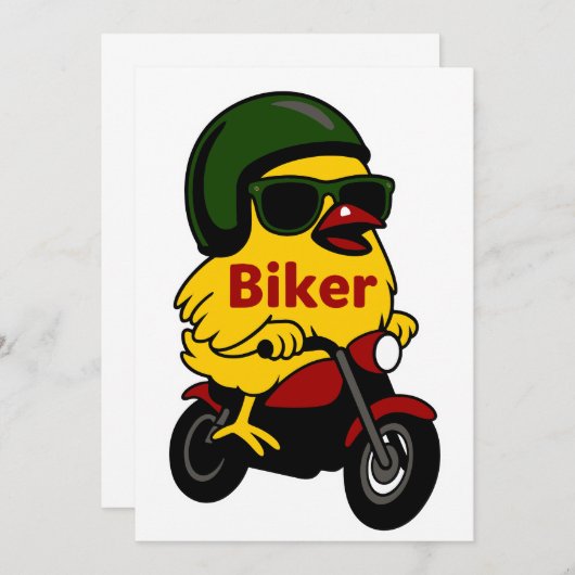 オートバイシックバイクもしくは自転車に乗る人 招待状 (正面/裏面)