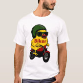オートバイシックバイクもしくは自転車に乗る人 Tシャツ (正面)