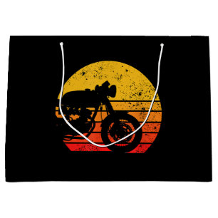 オートバイシャツヴィンテージレトロカフェRa用Tシャツ ラージペーパーバッグ