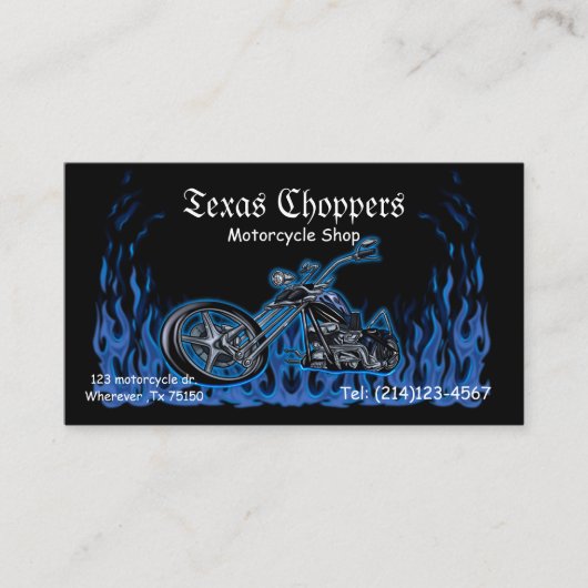 オートバイショップ標準、3.5インチx 2.0インチビジネスカード 名刺 (正面)