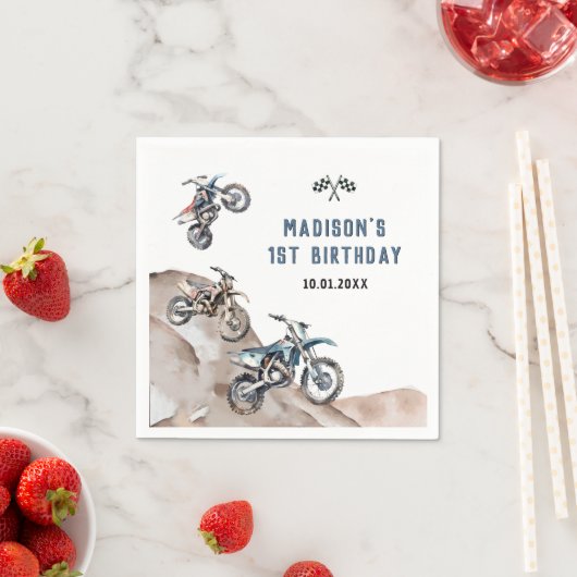 オートバイダートバイクバースデーパーティナプキンス スタンダードカクテルナプキン (インサイチュ)