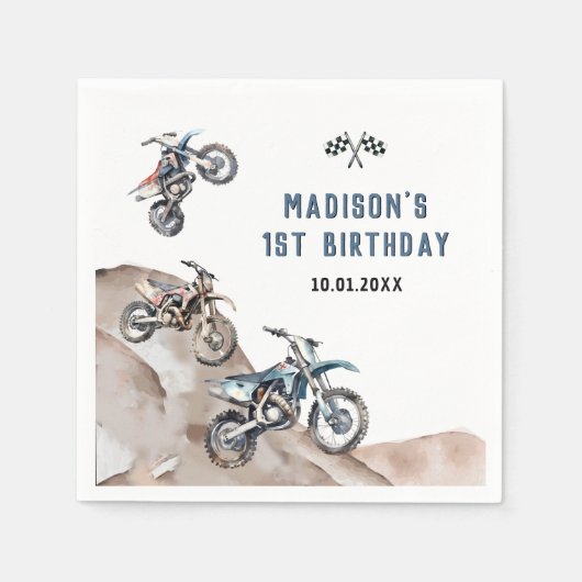 オートバイダートバイクバースデーパーティナプキンス スタンダードカクテルナプキン (正面)