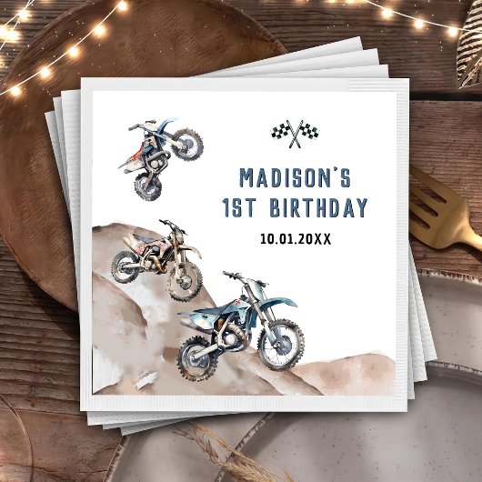 オートバイダートバイクバースデーパーティナプキンス スタンダードカクテルナプキン