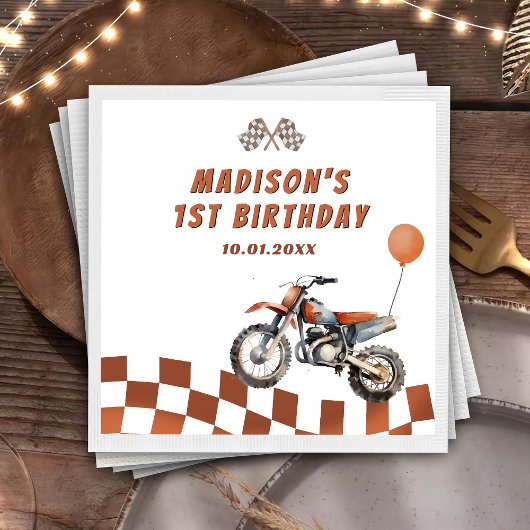 オートバイダートバイクバースデーパーティナプキンス スタンダードカクテルナプキン