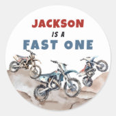 オートバイダートバイク誕生日シール ラウンドシール (正面)