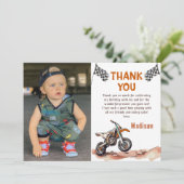 オートバイダートバイク誕生日フォトサンキューカード サンキューカード (スタンド正面)