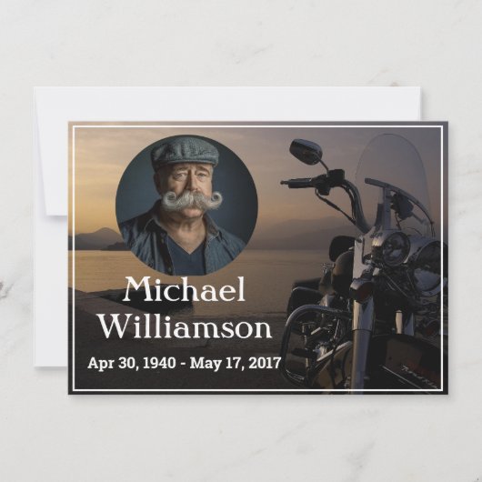 オートバイニアウォーターフォトお祝いのライフ 招待状 (正面)