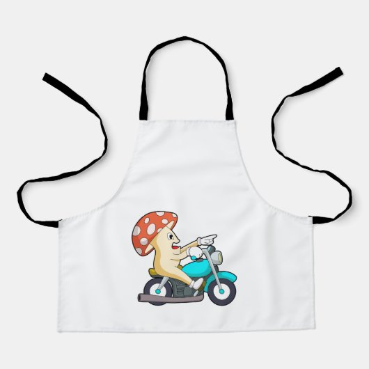 オートバイバイクもしくは自転車に乗る人のキノコ エプロン (正面)