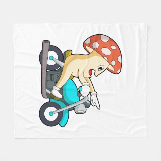 オートバイバイクもしくは自転車に乗る人のキノコ フリースブランケット (正面(横))