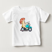 オートバイバイクもしくは自転車に乗る人のキノコ ベビーTシャツ (正面)