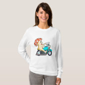 オートバイバイクもしくは自転車に乗る人のキノコ Tシャツ (正面フル)