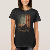 オートバイバイクもしくは自転車に乗る人アメリカフラッググランジ愛国的 Tシャツ (正面)