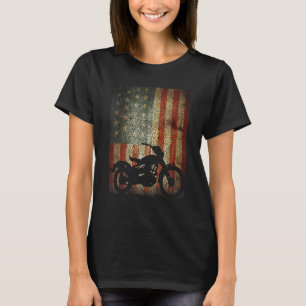 オートバイバイクもしくは自転車に乗る人アメリカフラッググランジ愛国的 Tシャツ