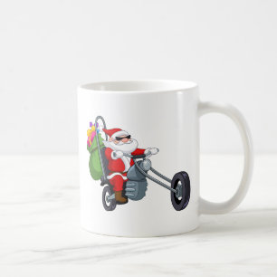 オートバイバイクもしくは自転車に乗る人サンタクロース コーヒーマグカップ