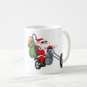 オートバイバイクもしくは自転車に乗る人サンタクロース コーヒーマグカップ (正面右)