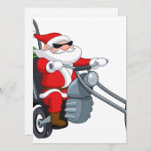 オートバイバイクもしくは自転車に乗る人サンタクロース シーズンカード (正面/裏面)