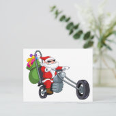 オートバイバイクもしくは自転車に乗る人サンタクロース シーズンポストカード (スタンド正面)