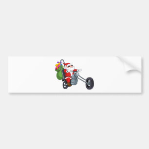 オートバイバイクもしくは自転車に乗る人サンタクロース バンパーステッカー