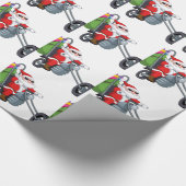 オートバイバイクもしくは自転車に乗る人サンタクロース ラッピングペーパー (角)