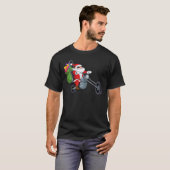 オートバイバイクもしくは自転車に乗る人サンタクロース Tシャツ (正面フル)