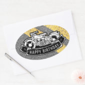 オートバイバイクもしくは自転車に乗る人ハッピーバースデーパーティーギフト&お気に入り 楕円形シール (封筒)