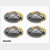 オートバイバイクもしくは自転車に乗る人ハッピーバースデーパーティーギフト&お気に入り 楕円形シール (シート)