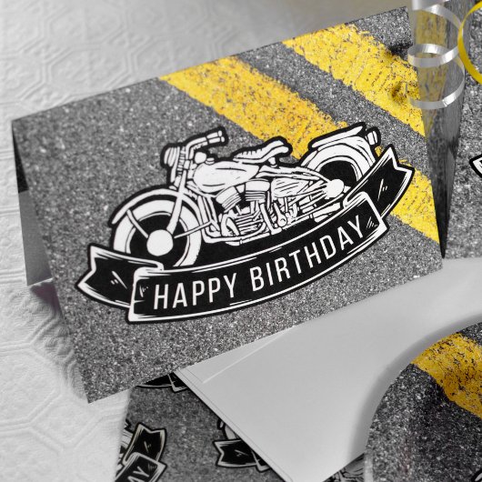 オートバイバイクもしくは自転車に乗る人バースデーパカスタマイズーティ カード