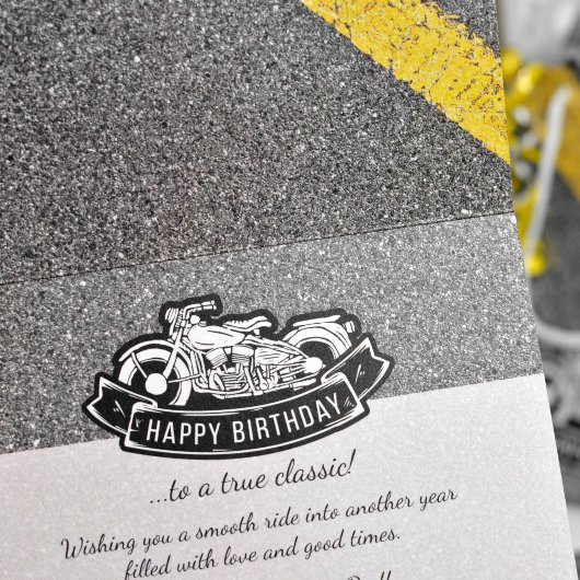 オートバイバイクもしくは自転車に乗る人バースデーパカスタマイズーティ カード