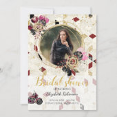 オートバイバイクもしくは自転車に乗る人フォトブライダルシャワー招待 招待状 (正面)