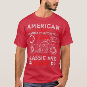 オートバイバイクもしくは自転車に乗る人ヴィンテージレトロアメリカンメンウィメンズ Tシャツ