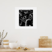 オートバイバイクもしくは自転車に乗る人乗りライダーポスター ポスター (キッチン)