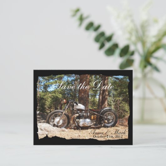 オートバイバイクもしくは自転車に乗る人日付ポストカードの保存 案内ポストカード (スタンド正面)