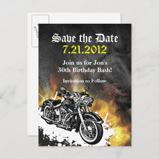 オートバイバイクもしくは自転車に乗る人日付ポストカードの保存 案内ポストカード (正面/裏面)