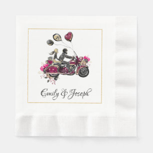オートバイバイクもしくは自転車に乗る人結婚ズナプキン 縁ありランチョンナプキン