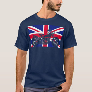 オートバイバイクもしくは自転車に乗る人統一されたイギリス連合国旗 Tシャツ