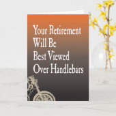 オートバイバイクもしくは自転車に乗る人退職カード カード (黄色い花)