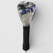 オートバイバイクバイクもしくは自転車に乗る人ライドライダー ゴルフヘッドカバー (正面)