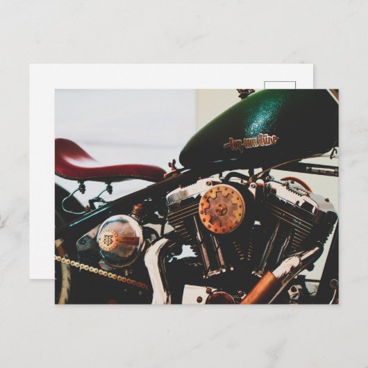 オートバイバイクバイクもしくは自転車に乗る人ライドライダー ポストカード (正面/裏面)