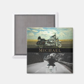 オートバイバイクバイクもしくは自転車に乗る人 マグネット (正面/裏面)