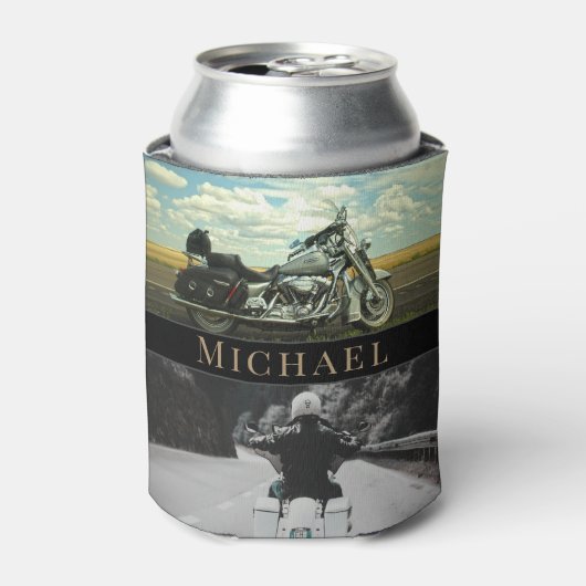 オートバイバイクバイクもしくは自転車に乗る人 缶クーラー (缶正面)