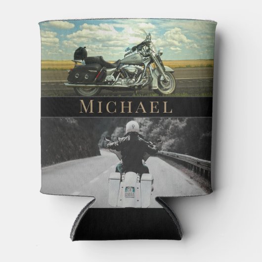 オートバイバイクバイクもしくは自転車に乗る人 缶クーラー (正面)