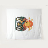 オートバイバイクレトロヴィンテージサンセット タペストリー (正面(横))