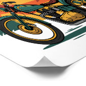 オートバイバイクレトロヴィンテージサンセット ポスター (角)