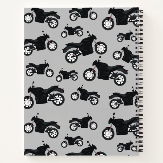 オートバイパターン名前をカスタムする手帳 ノートブック (裏面)
