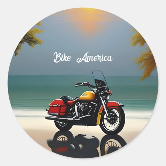 オートバイパーク近くの海 ラウンドシール (正面)