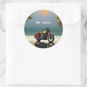 オートバイパーク近くの海 ラウンドシール (バッグ)