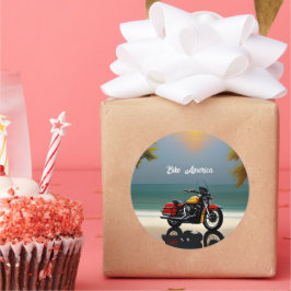 オートバイパーク近くの海 ラウンドシール